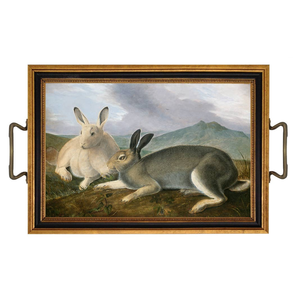 Arctic Hare Tray with Brass Handles - Nested