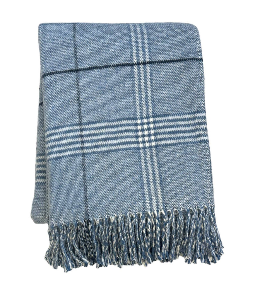 Windowpane Plaid Throw in Denim - Nested Designs