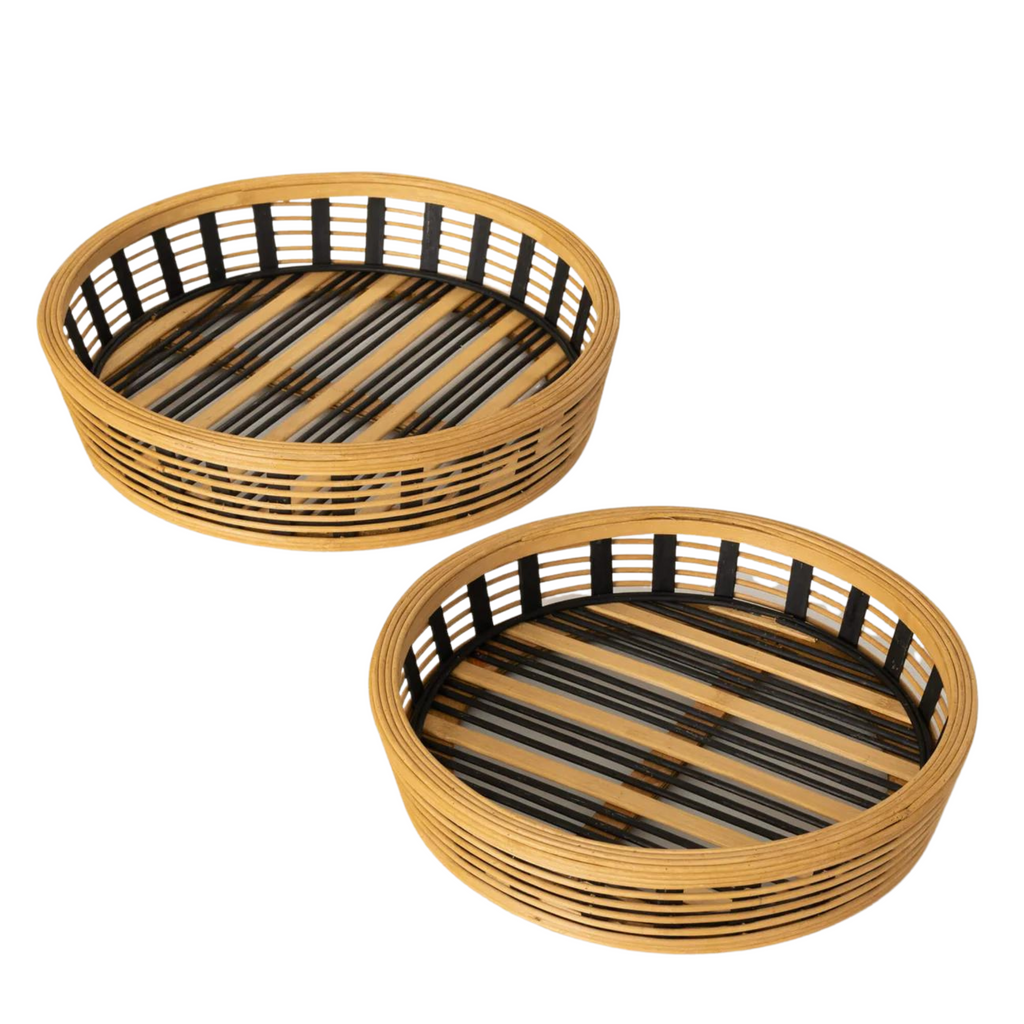 Two-Toned Bamboo Tray Set Of 2 - Nested Designs