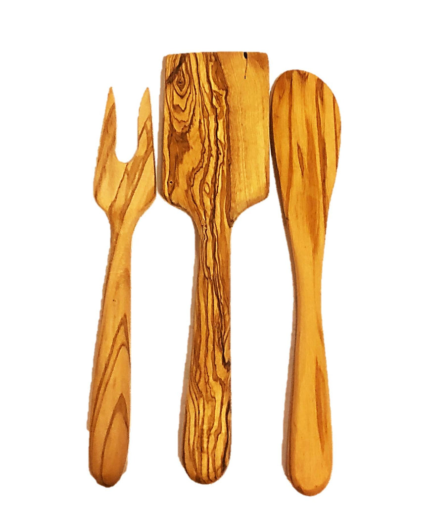 Olive Wood Cheese Utensils, Set of Three - Nested