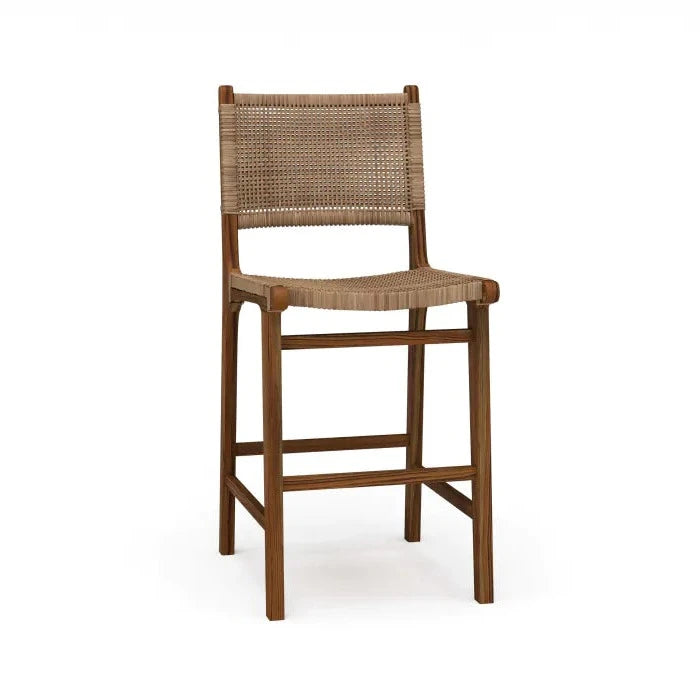Logan Counter Stool with Rattan in Teak - Nested Designs