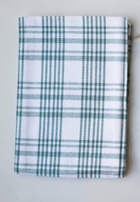 Green and White Plaid Striped Napkin - Nested Designs