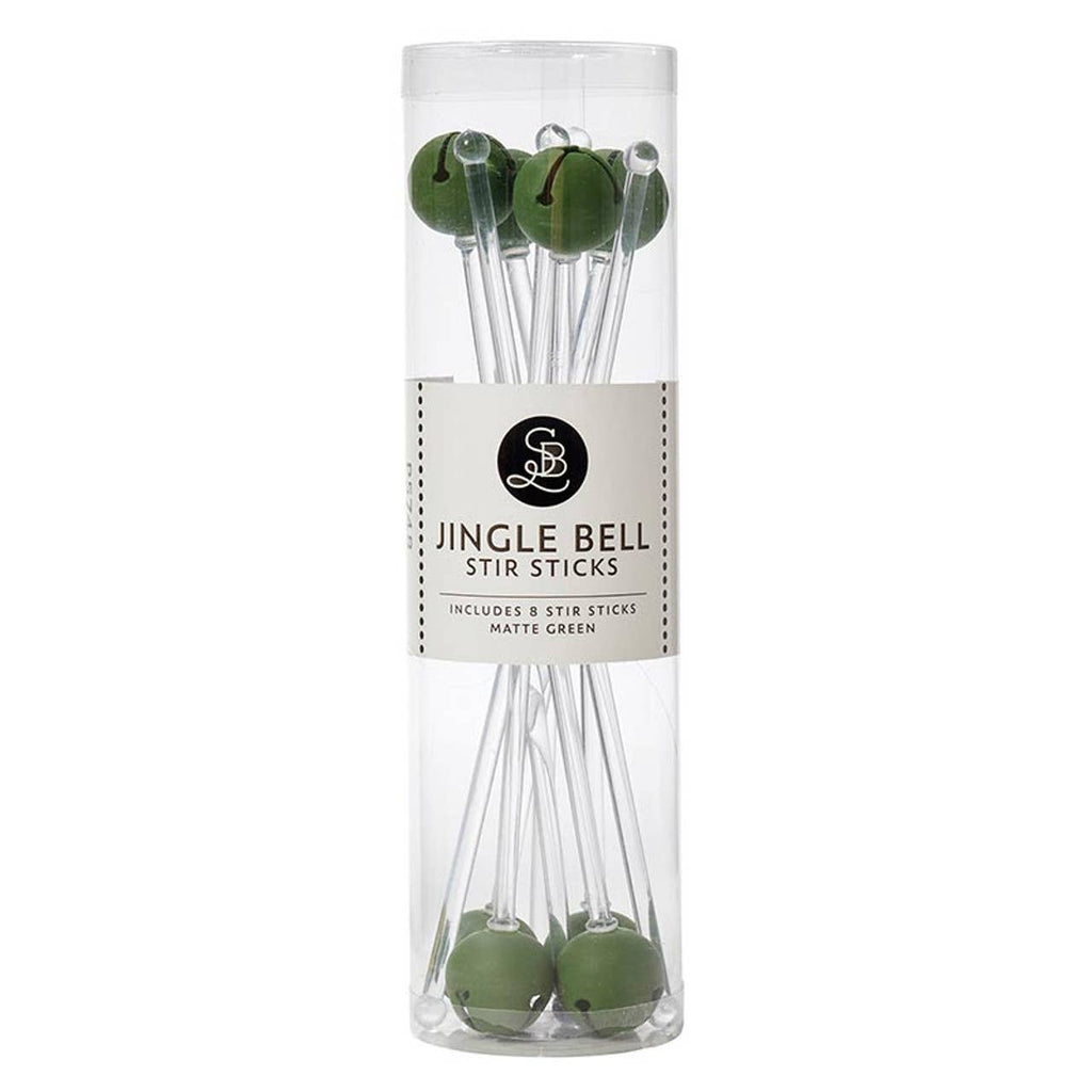 Matte Green Jingle Bell Stir Sticks - Nested