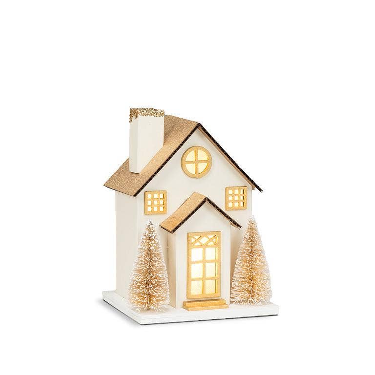 Small Gold Glitter House with LED - Nested