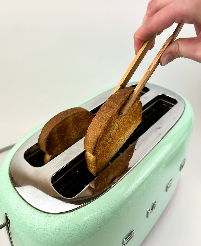 Olive Wood Toaster Tongs - Nested Designs