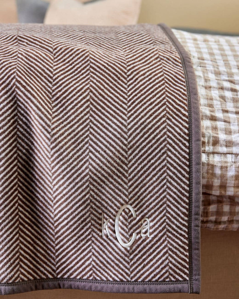 Harborview Herringbone Chocolate Blanket - Nested Designs