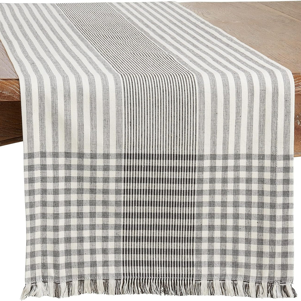 B/W Stripe Design Table Runner - Nested Design