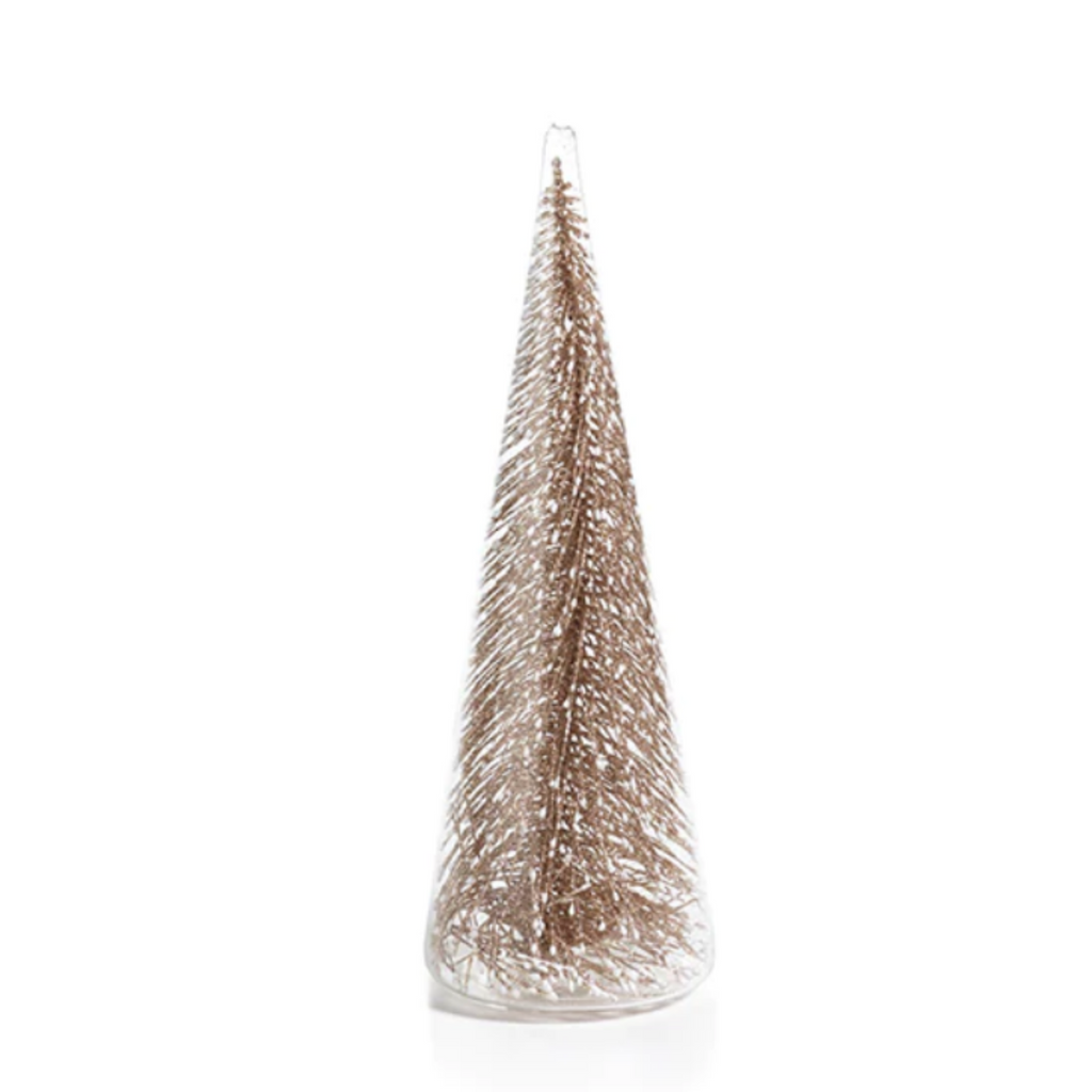 Clear Glass Decorative Tree with Glitter Champagne - Medium - Nested Designs