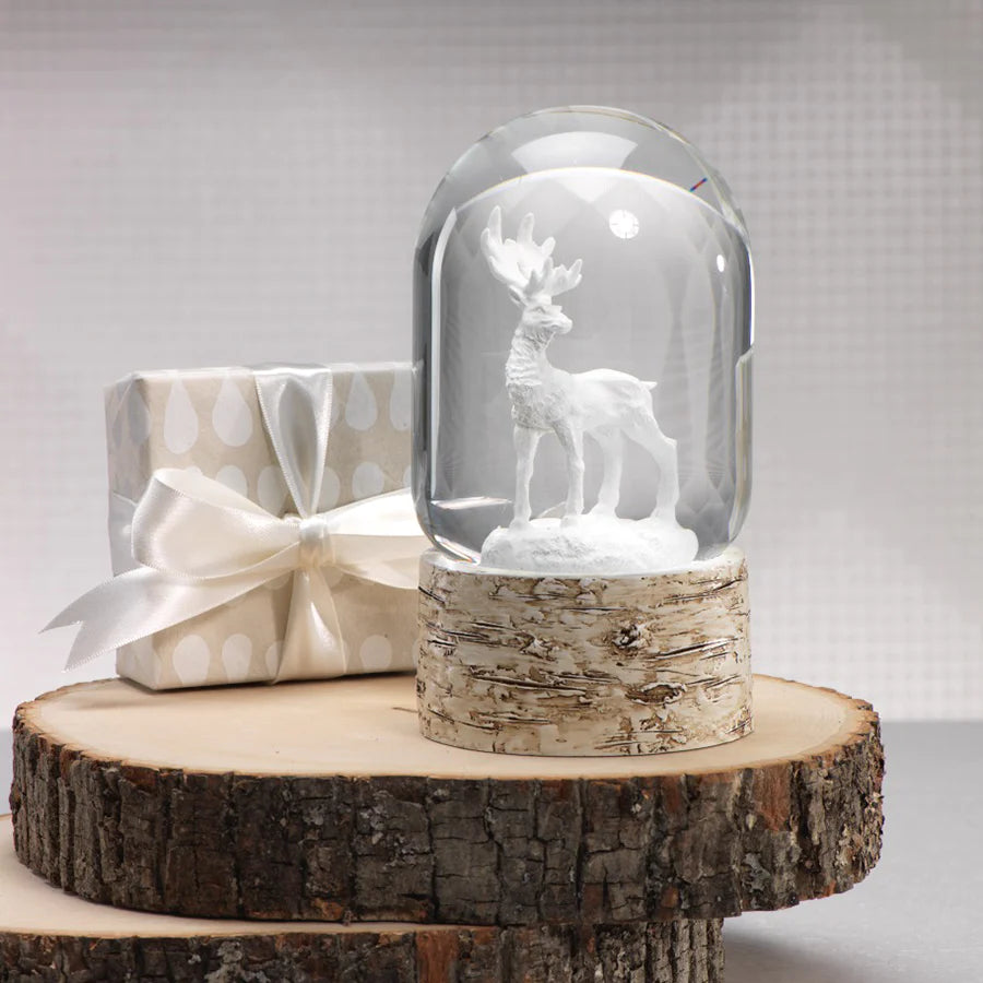 Snow Globe on Birch with White Moose - Nested Designs