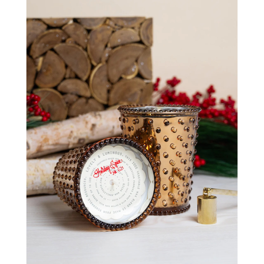 Chrome Holiday Spice Hobnail Glass Candle - Nested Design