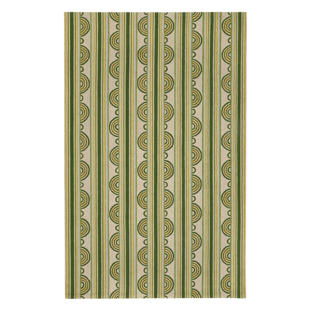Button Hand Micro Hooked Wool Rug in Olive - Nested Designs