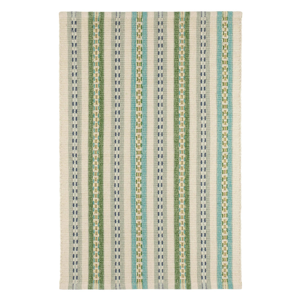 Long Slade Handwoven Cotton Rug in Teal - Nested Designs
