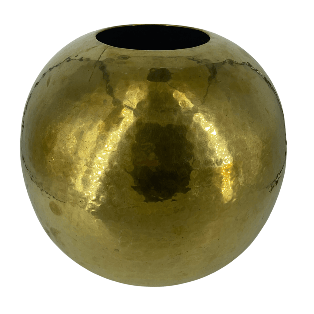 Vintage Hammered Gold Sphere Vase - Nest Interior Design