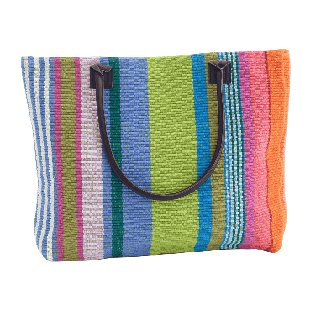 Mellie Stripe Woven Cotton Tote Bag - Nested Designs