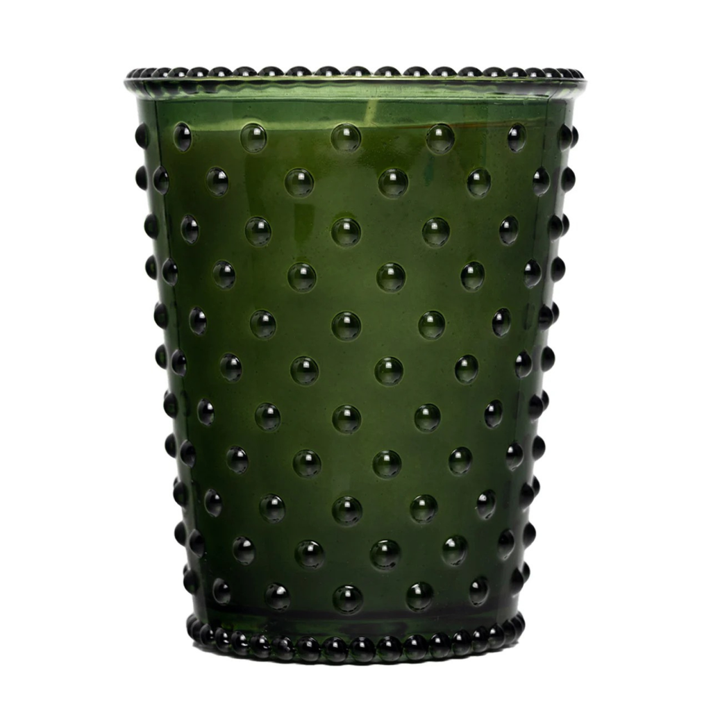 Mahogany Teakwood Hobnail Glass Candle - Nested Design