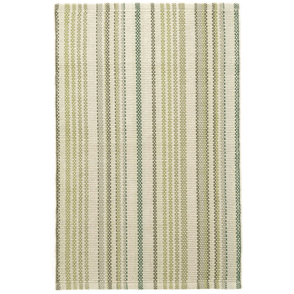 Oslo Stripe Green Woven Cotton Rug - Nested Designs