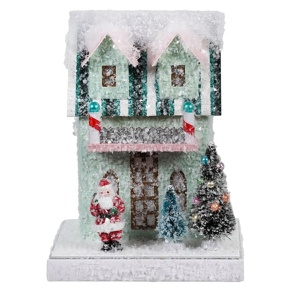 Petite Mint Santa House - Nested Design