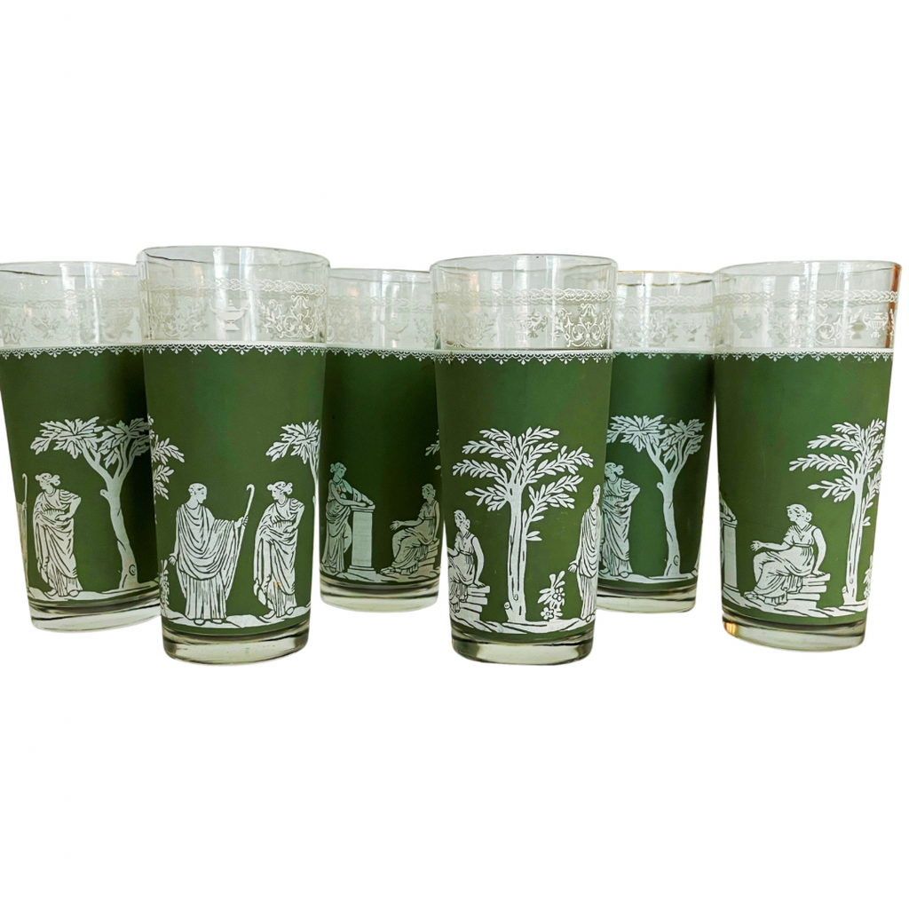 Green Jasperware Wedgewood Tumblers, Set of 6 - Nested Designs