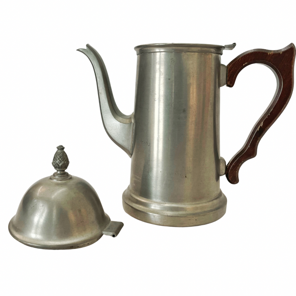 Pewter Tea Pot with Wood Handle - Nested Designs