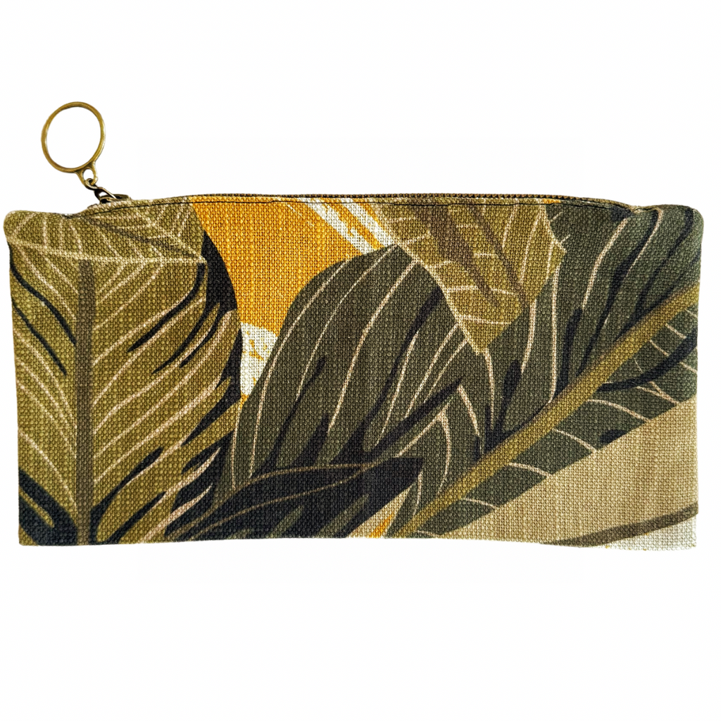 Tropical Leaf Zipper Pouch - Nested