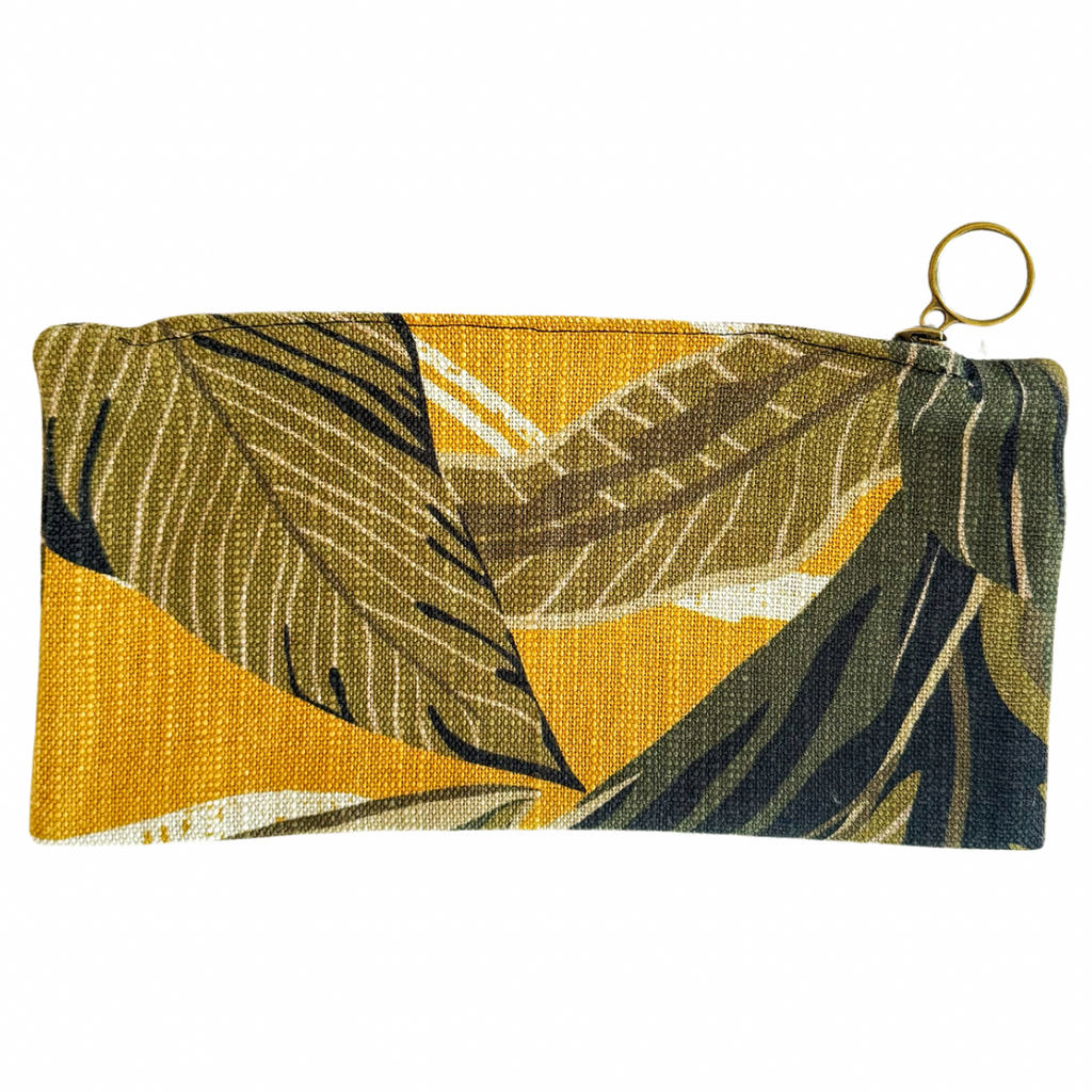 Tropical Leaf Zipper Pouch - Nested