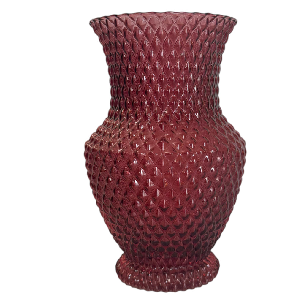 Vintage Ashland Pink Diamond Pattern Vase - Nested
