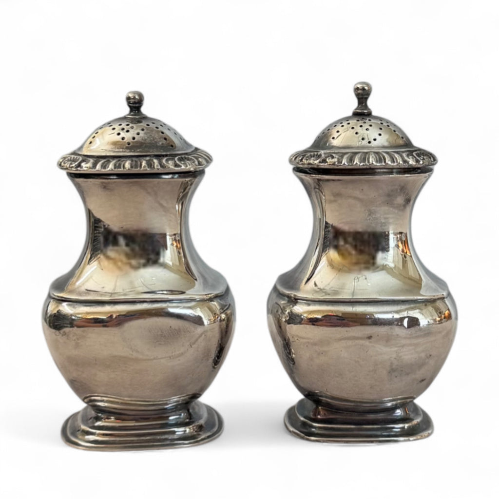 Ellis Barker Silver Plate Salt and Pepper Shakers - Nested