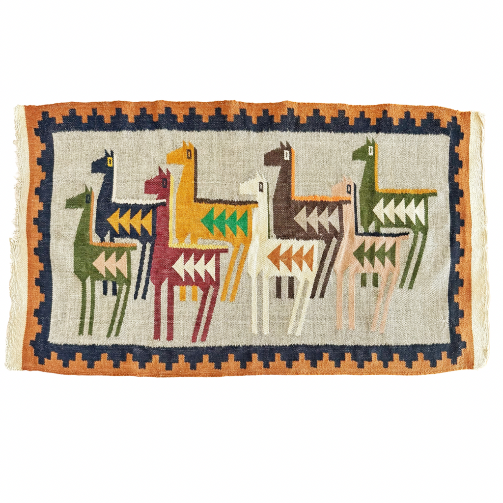 Vintage Peruvian Alpaca Pictorial Kilim - Nested