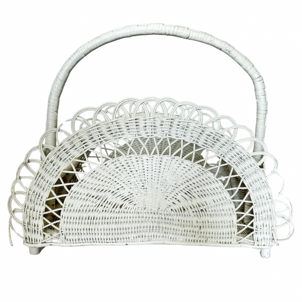 Vintage Wicker Magazine Holder - NESTED