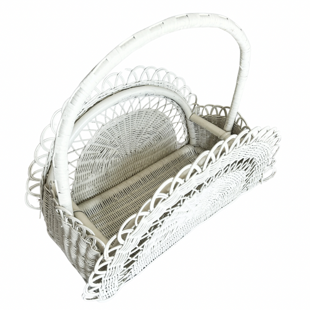 Vintage Wicker Magazine Holder - NESTED