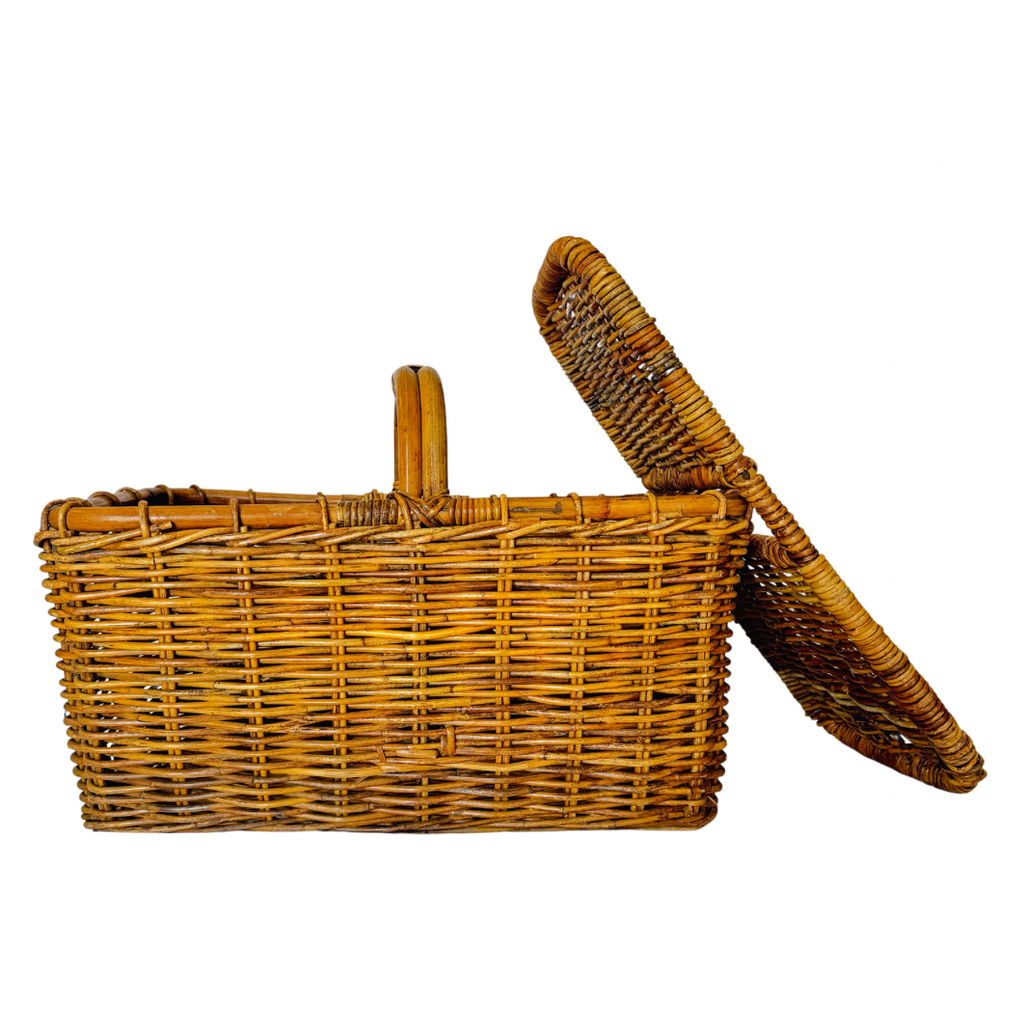 Vintage Picnic Basket-Nested