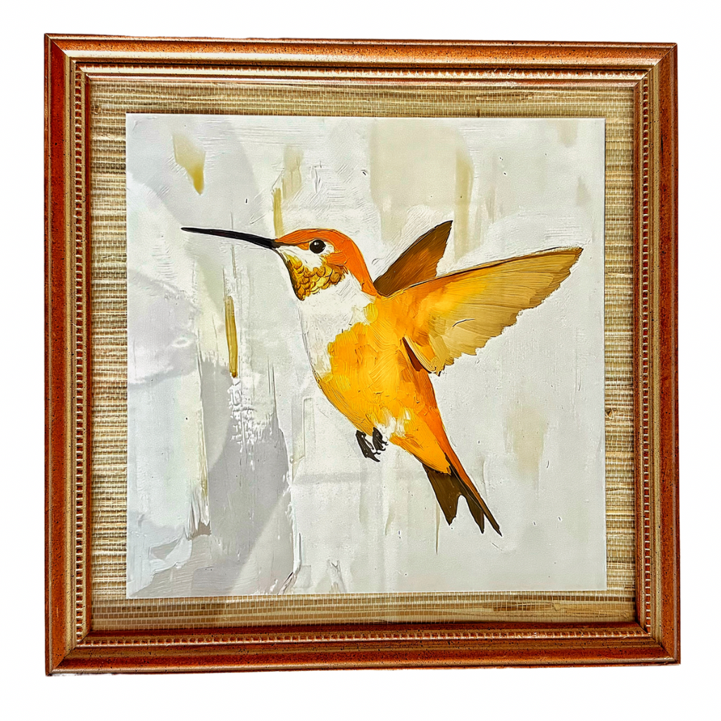 Hummingbird Print in Vintage Frame - Nested