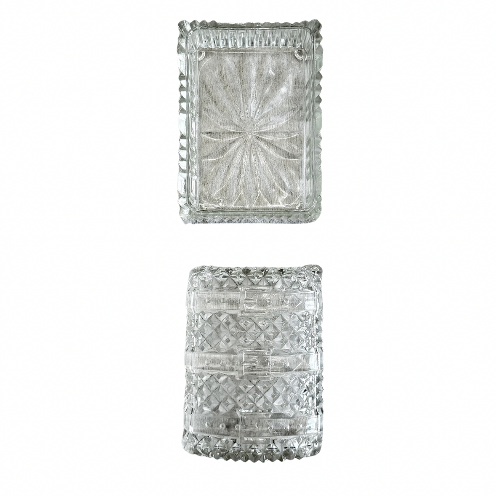 Vintage Cut Glass Bar Dish and Playing Card Holder - Nested