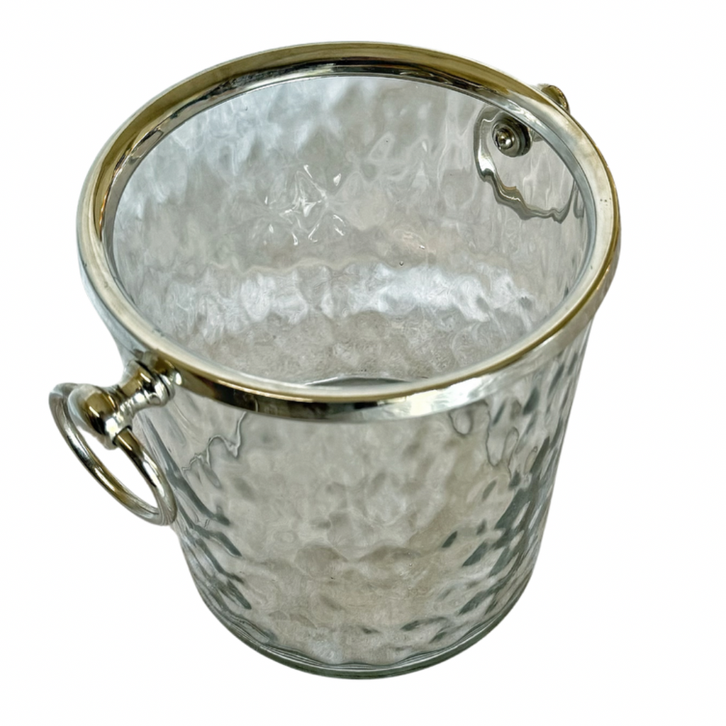 Crystal Ice Bucket with Silver Rim - Nested