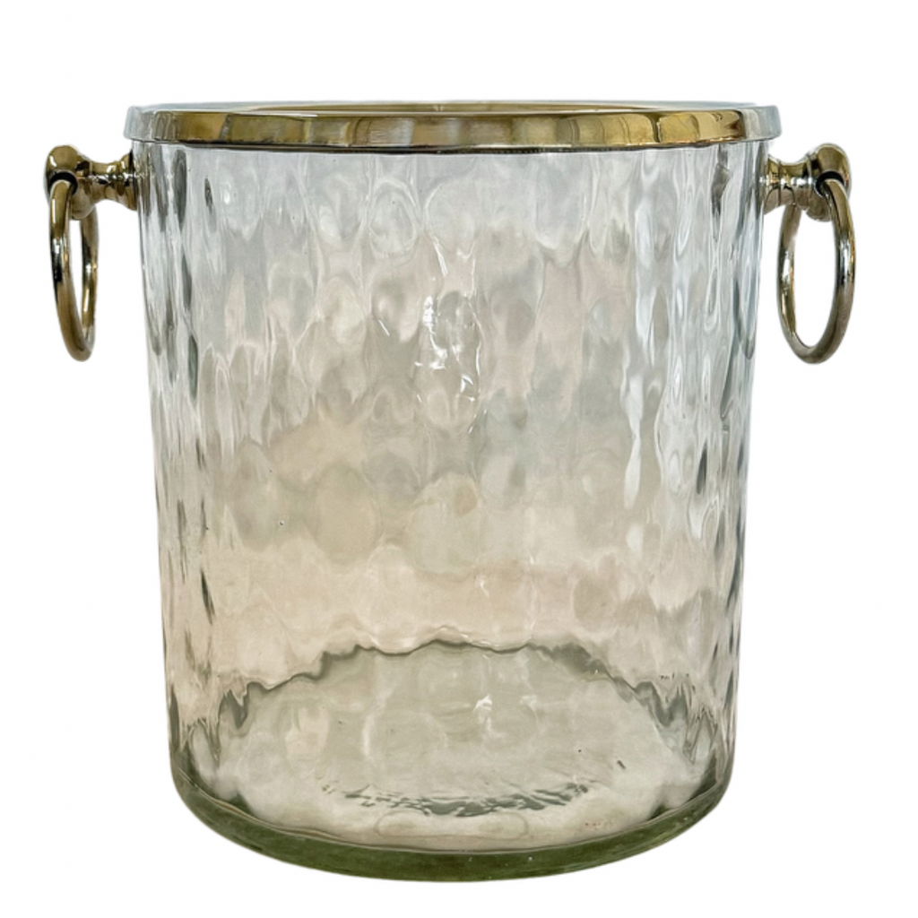 Crystal Ice Bucket with Silver Rim - Nested