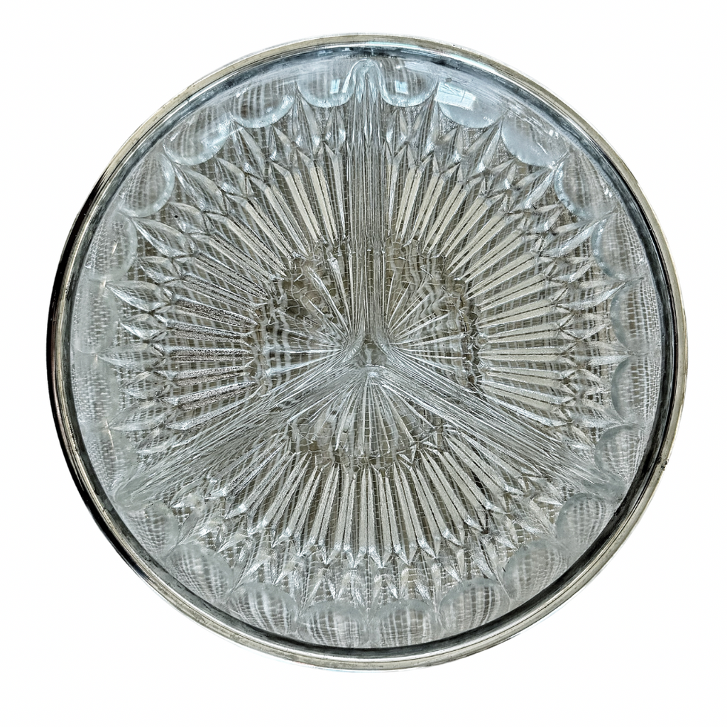 Vintage Divided Glass Dish with Silver Rim - Nested