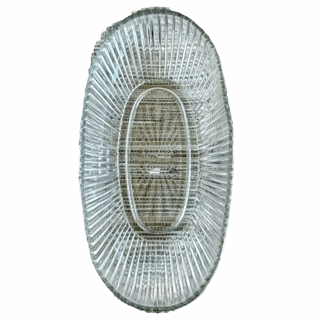 Vintage Ribbed Oval Dish - Nested