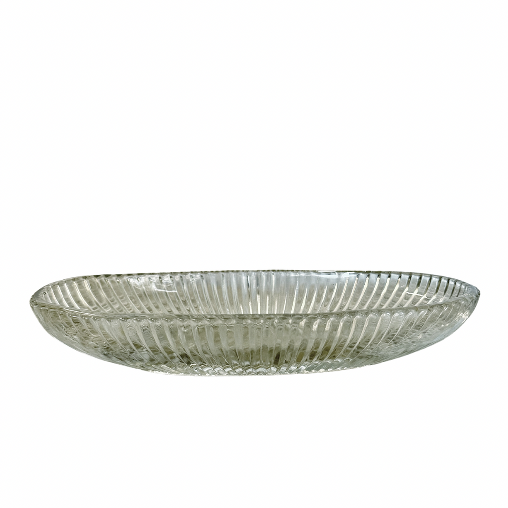 Vintage Ribbed Oval Dish - Nested