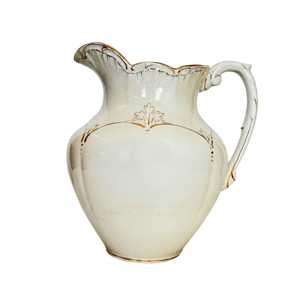 Gold Detailed Ironstone Pitcher - NESTED
