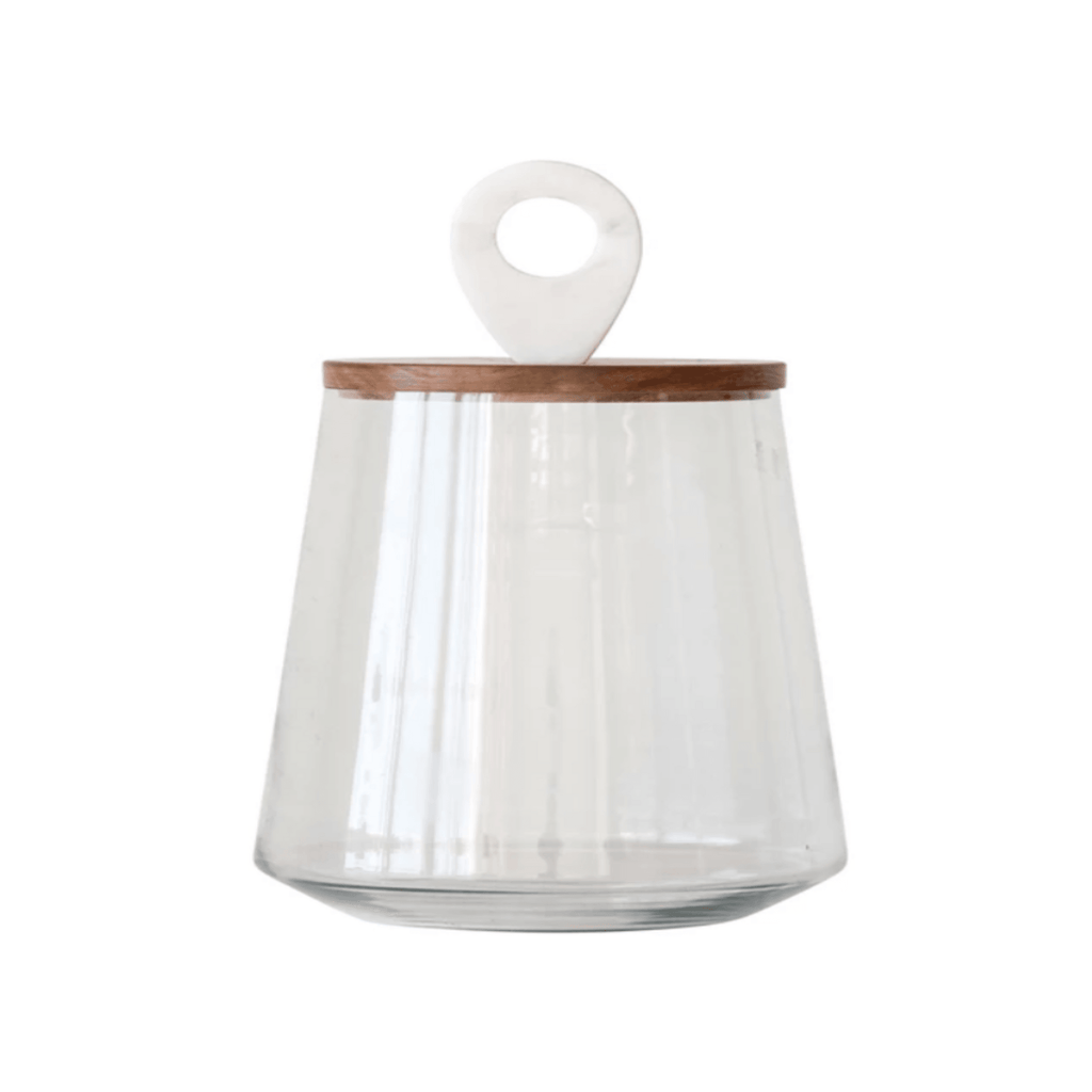 Glass Jar with Wood and Marble Lid - Nested Designs