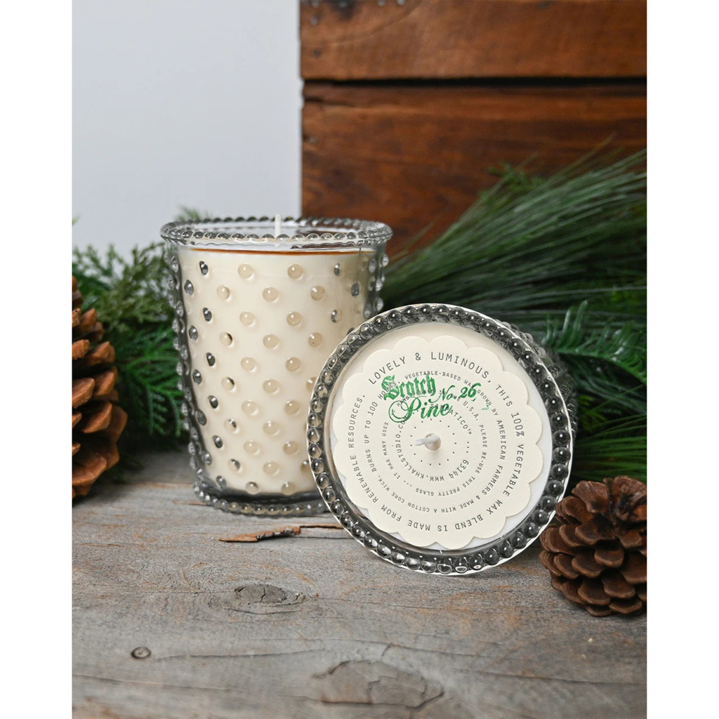 Scotch Pine Hobnail Glass Candle - Nested Design