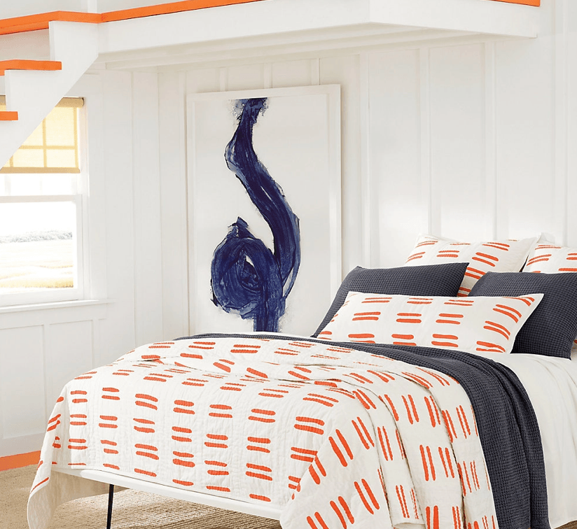 Bold Strokes Twin Tangerine Coverlet - Nest Interior Design