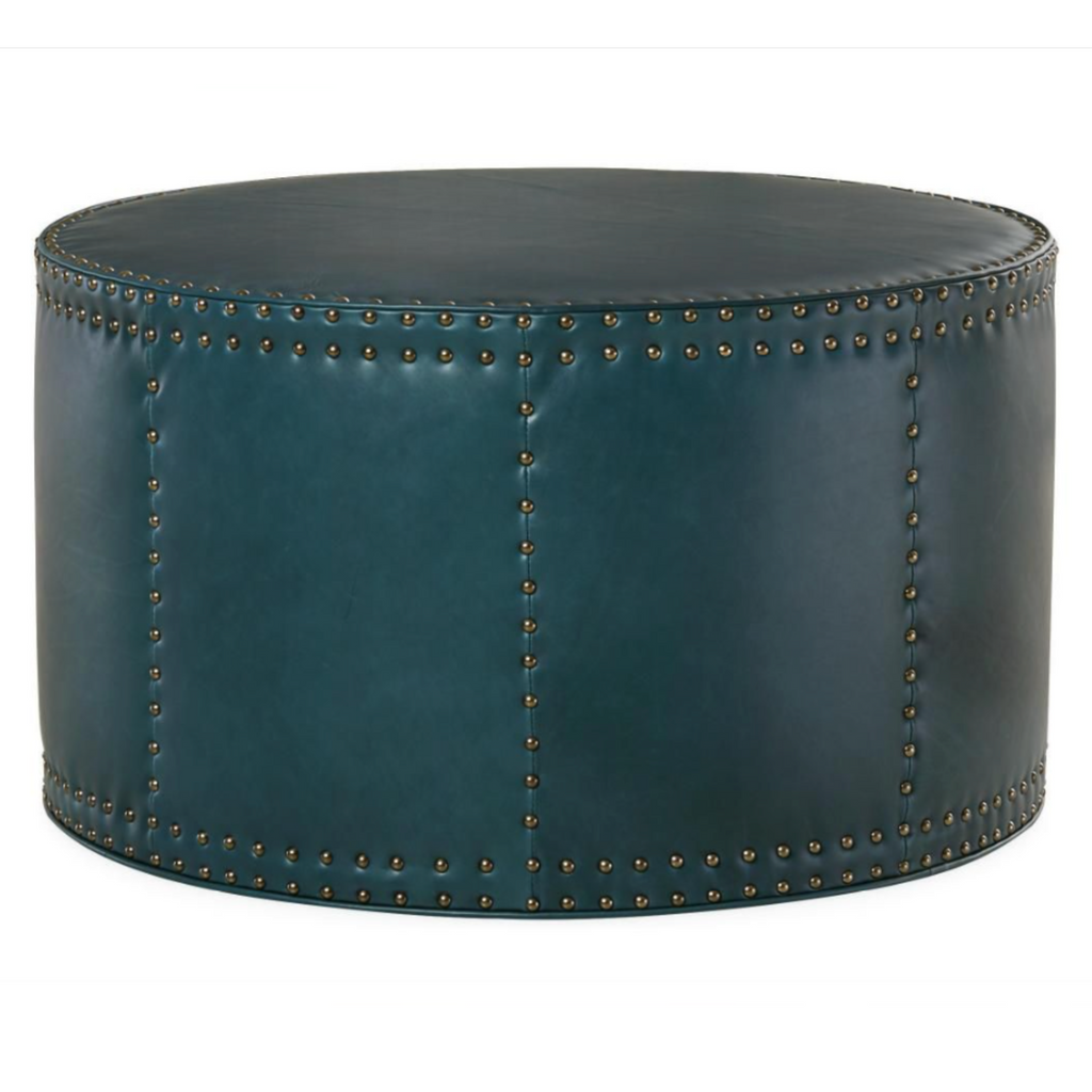 Leather Drum Ottoman - Nested