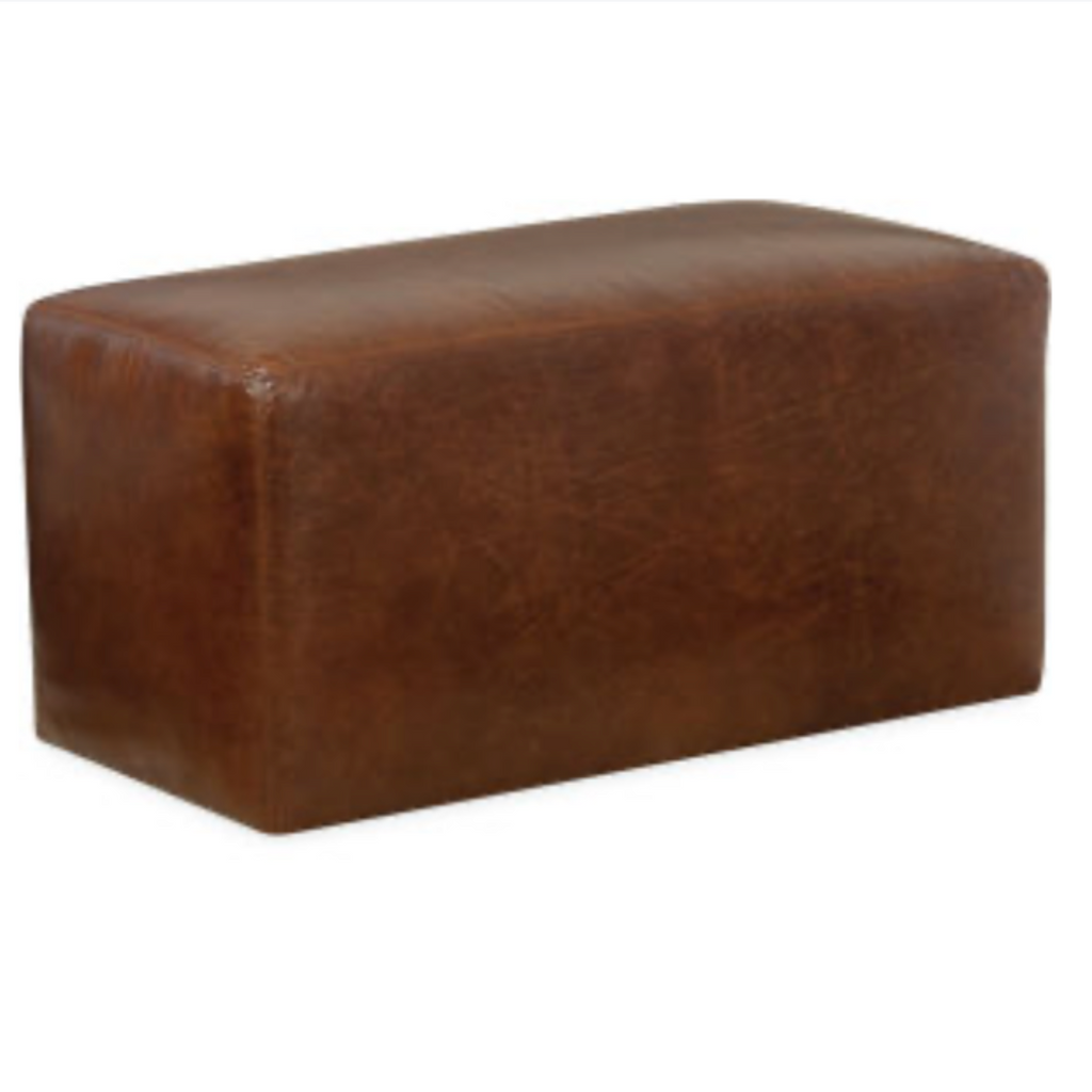 Brown Leather Cocktail Ottoman - Nested