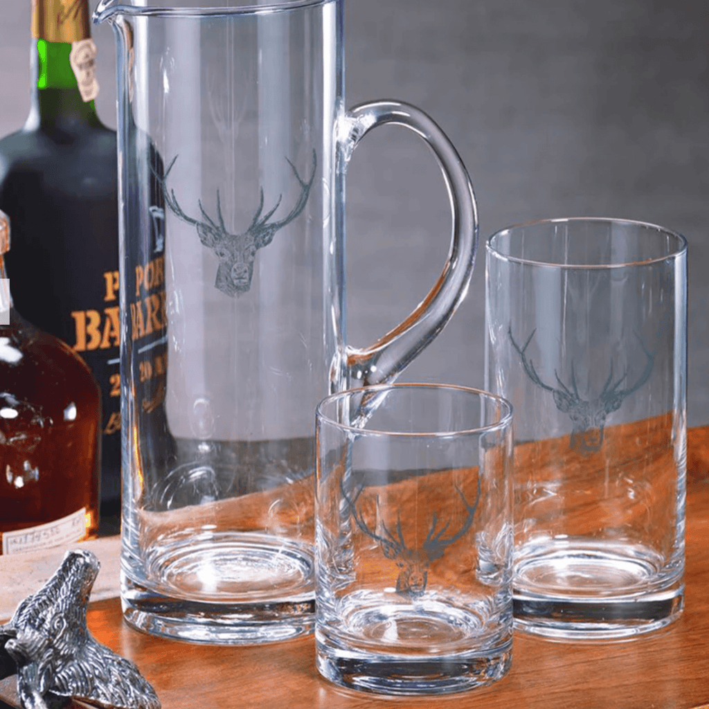 Stag Head Double Old Fashioned Glass -Set of 2 - Nested Designs