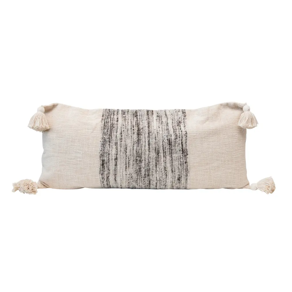 Woven Lumbar Pillow with Tassels - Nested Designs