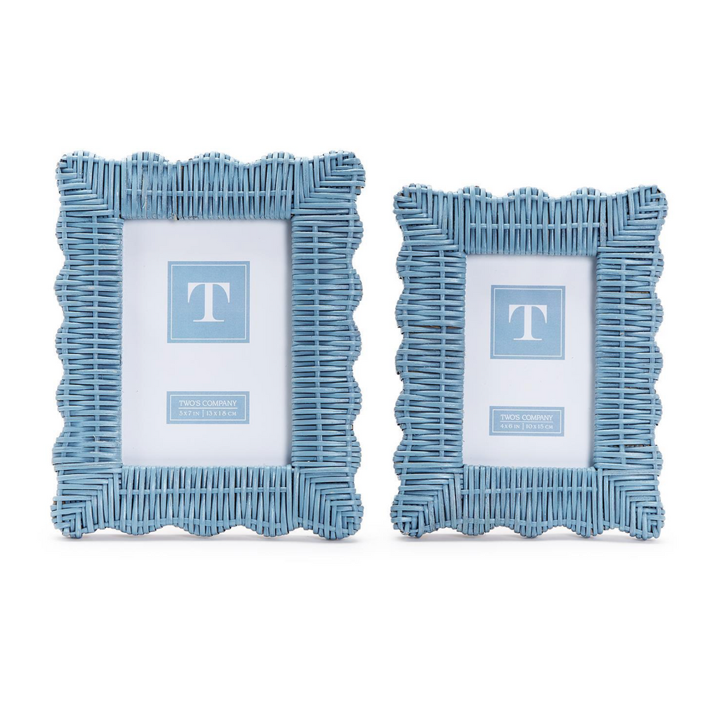 Blue Wicker Weave Photo Frame -Nested