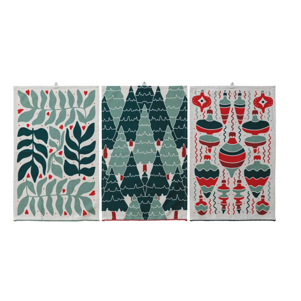 Tea Towel with Seasonal  Pattern - Nested Design