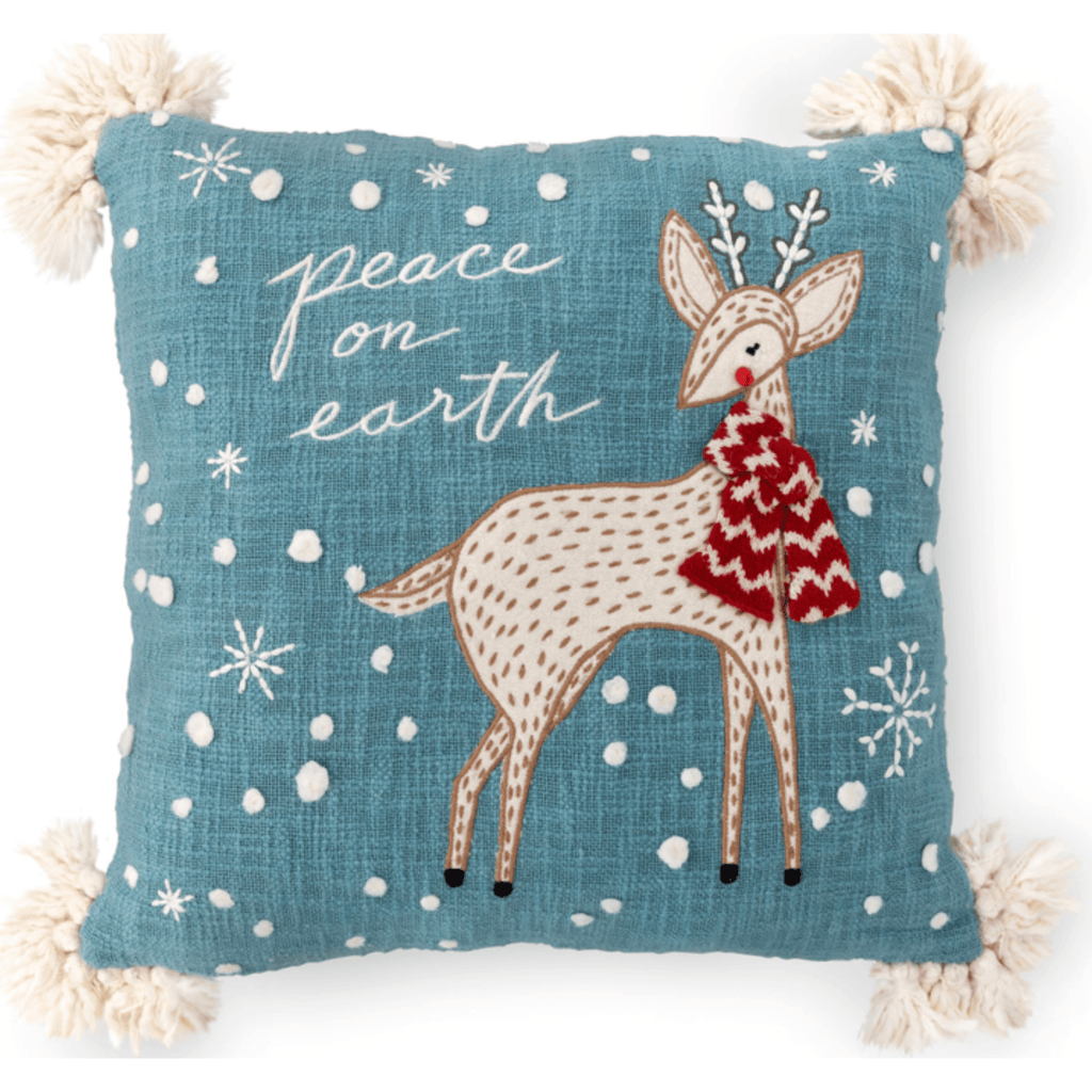 Arctic Deer Embroidered Pillow - Nested Designs