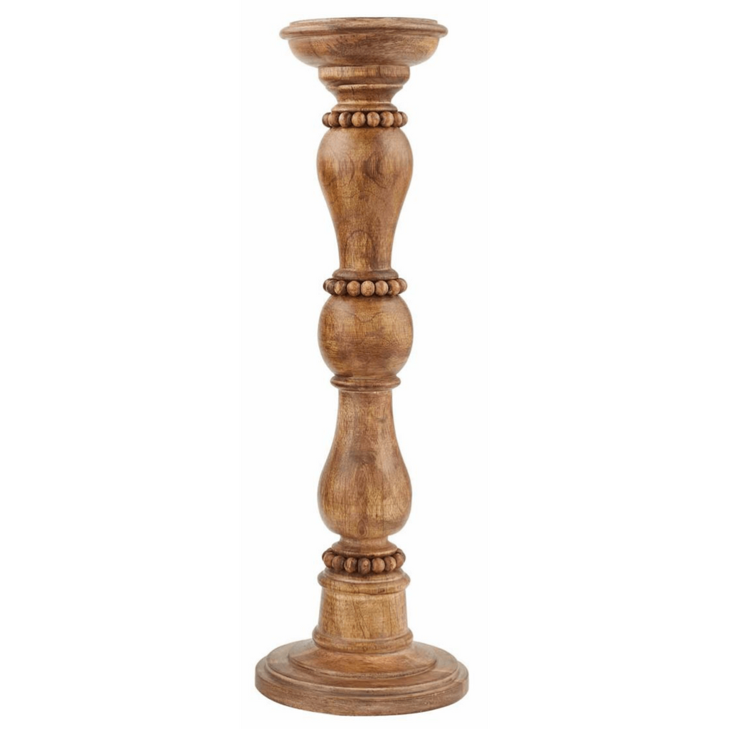 Small Beaded Wood Candlestick - Nested Designs